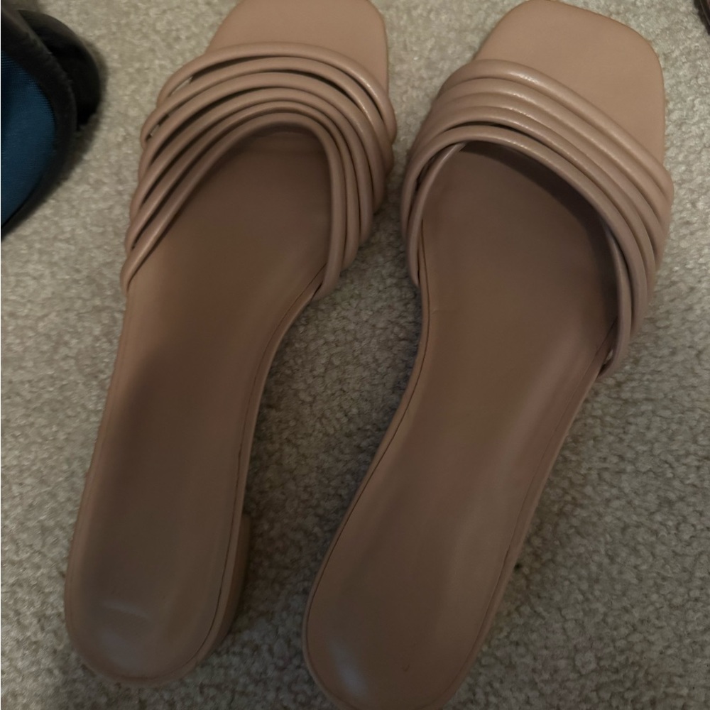 a new day Cognac Flat Sandals Minimalist Design